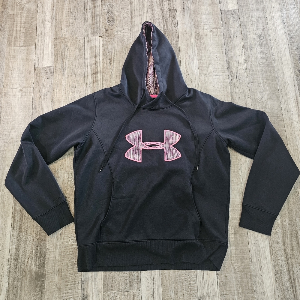 Under Armour Black Hoodie with Pink Emblem
